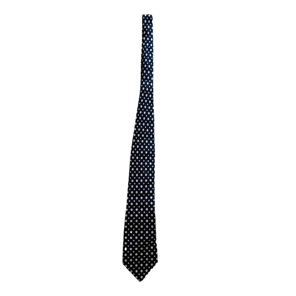 J'S A Bank Executive Collection Tie Necktie Vintage Blue With Polka Dots Vintage